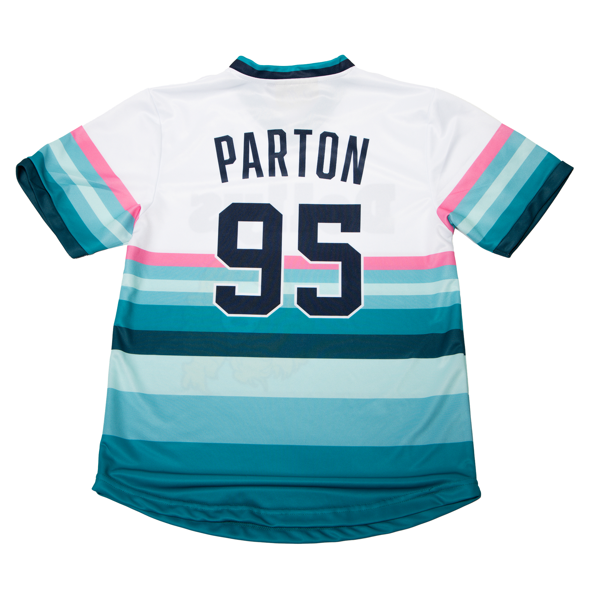 Back view of Retro 'Sunset' Jersey with 'Parton' and #95.
