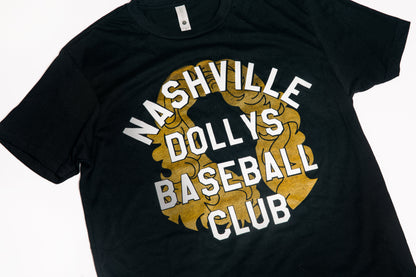 Black Nashville Dollys Baseball Club T with Hair