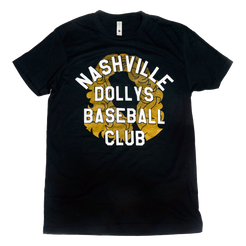 Black Nashville Dollys Baseball Club T with Hair